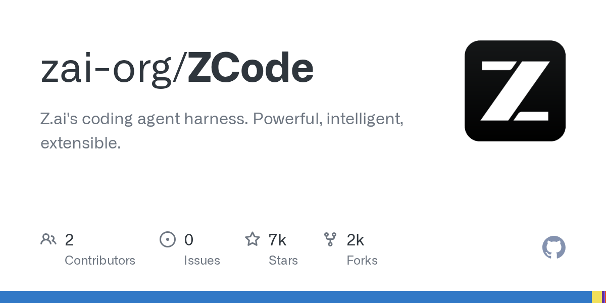 GitHub repository card for zai-org/ZCode